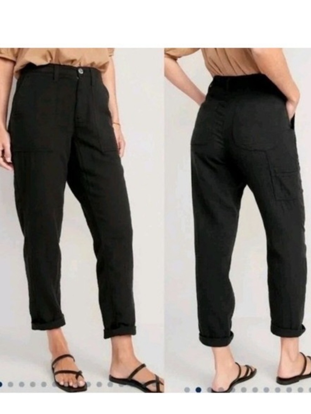 Old Navy High-Waisted Slouchy Cropped Tapered Pants in Black | Size 6